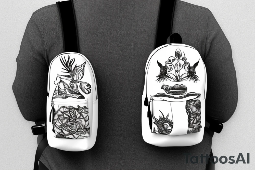 Hiking backpack with straps tattoo idea
