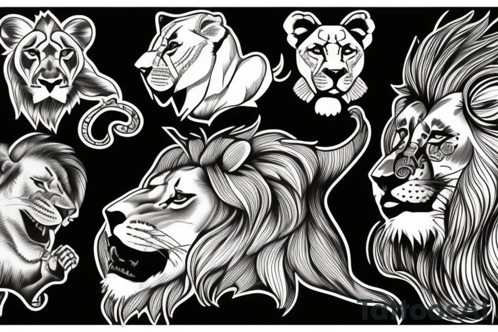Tattoo including a lion and knight tattoo idea