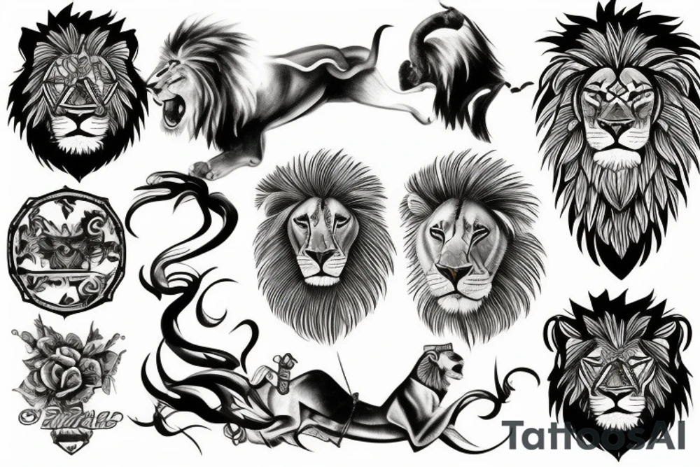 Tattoo including a lion and knight tattoo idea