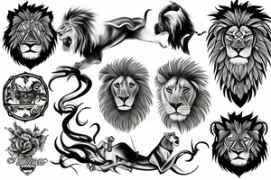 Tattoo including a lion and knight tattoo idea