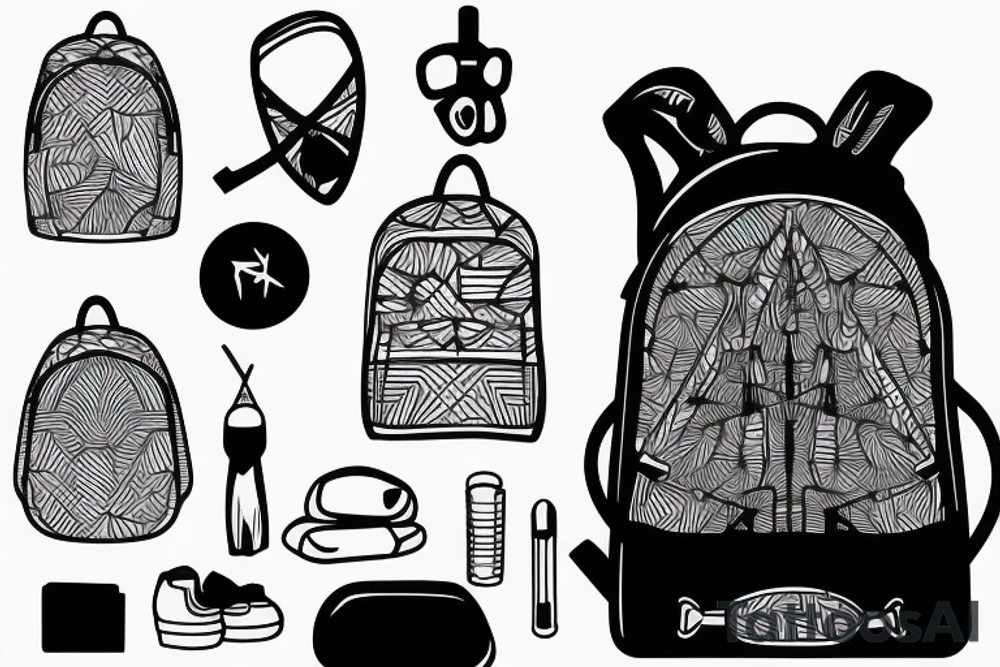 Hiking backpack with straps tattoo idea