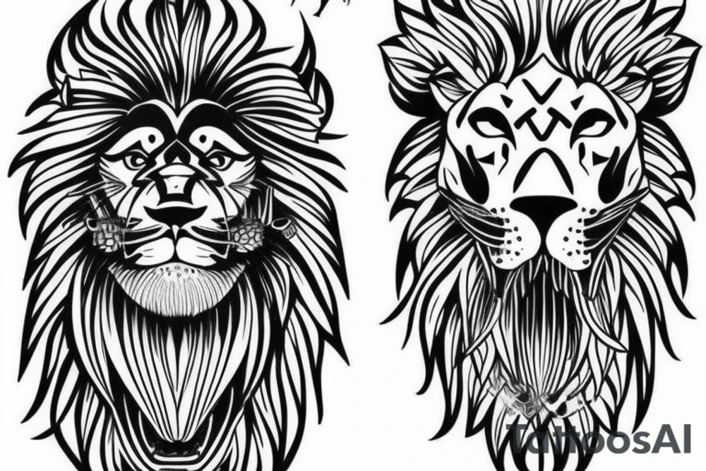 Tattoo including a lion and knight tattoo idea