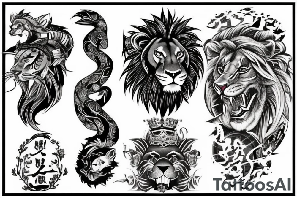 Tattoo including a lion and knight tattoo idea