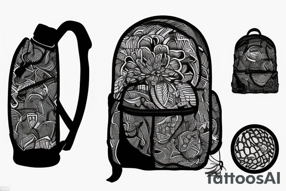 Hiking backpack with straps with a blank background tattoo idea