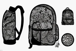 Hiking backpack with straps with a blank background tattoo idea