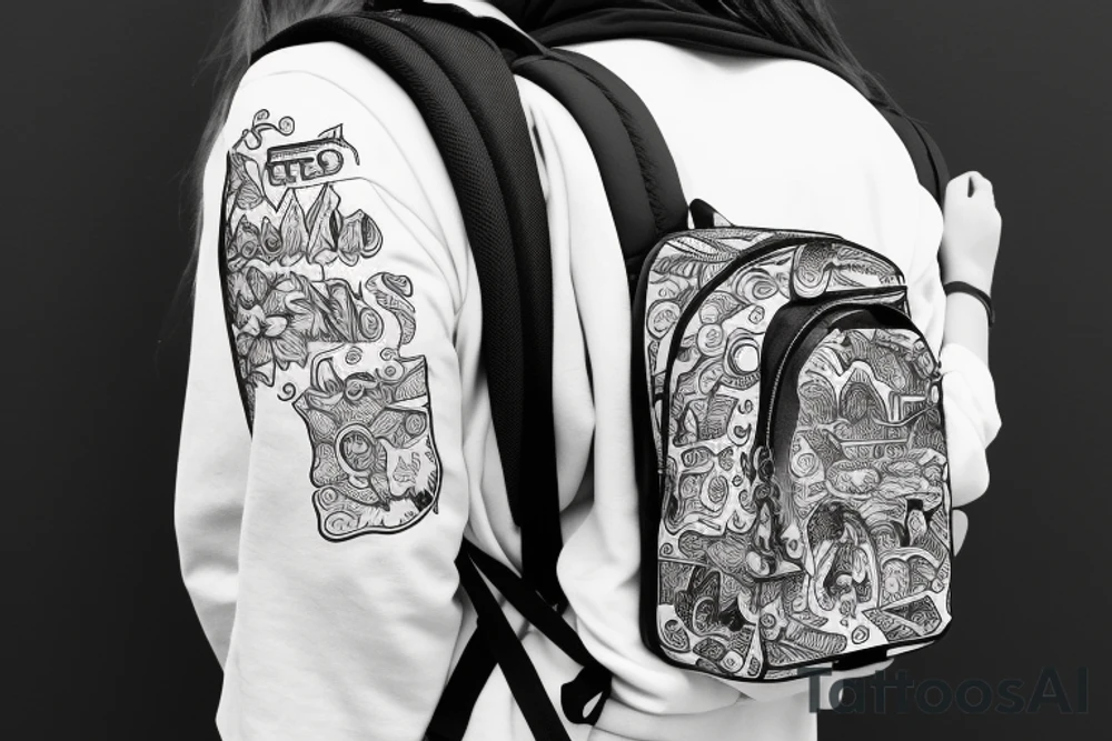 Hiking backpack with straps with a blank background tattoo idea
