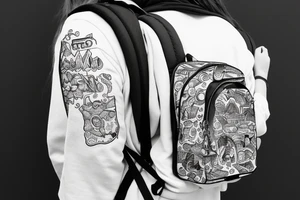 Hiking backpack with straps with a blank background tattoo idea