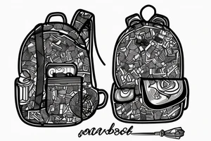 Hiking backpack with straps with a blank background tattoo idea