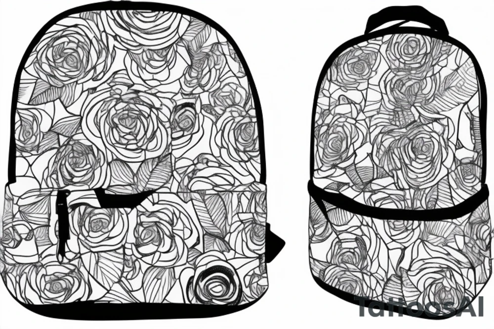 Hiking backpack with straps with a blank background tattoo idea