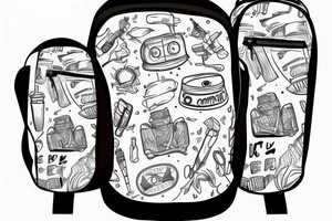 Camping backpack with straps with a blank background tattoo idea