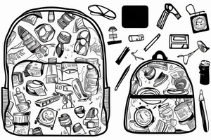 Camping backpack with straps with a blank background tattoo idea