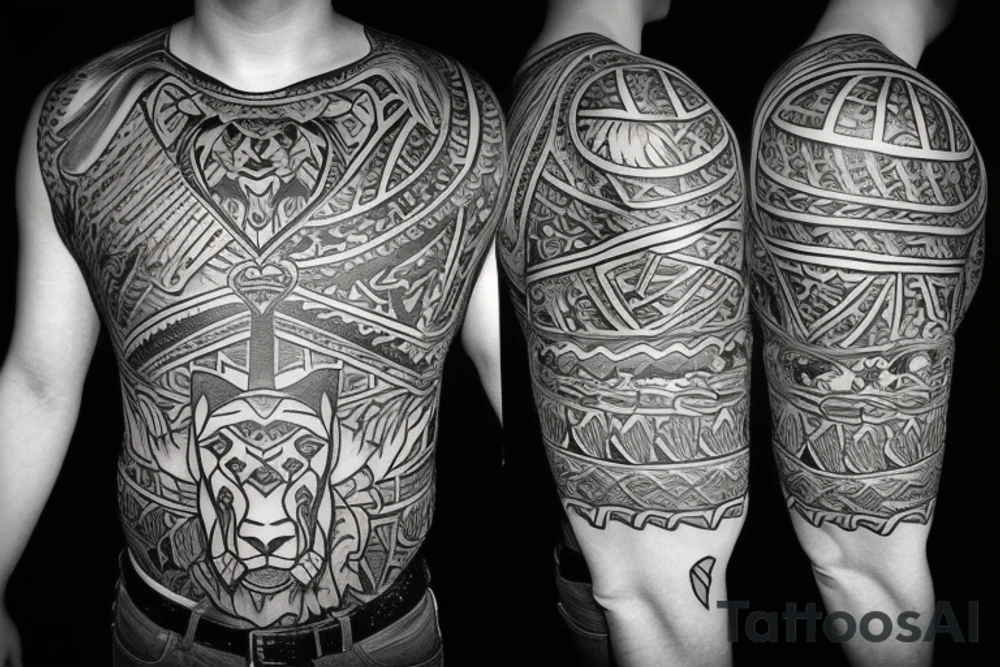 Tattoo including a lion and knight tattoo idea