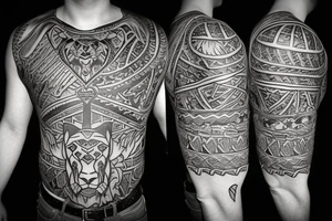 Tattoo including a lion and knight tattoo idea