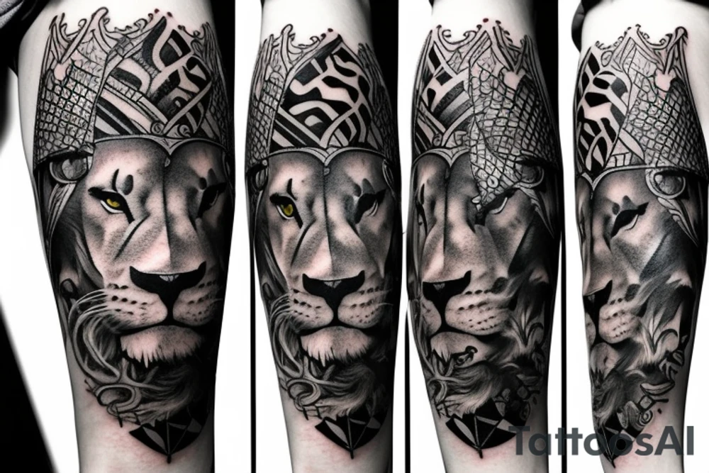 Tattoo including a lion and knight tattoo idea