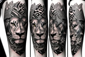 Tattoo including a lion and knight tattoo idea