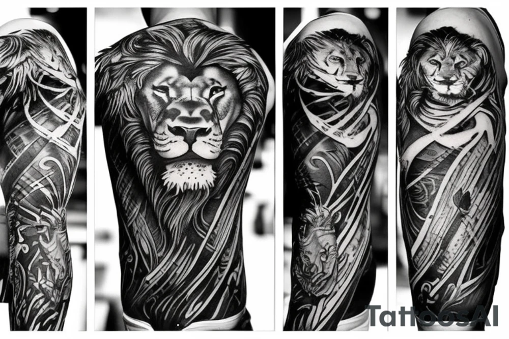 Tattoo including a lion and knight tattoo idea