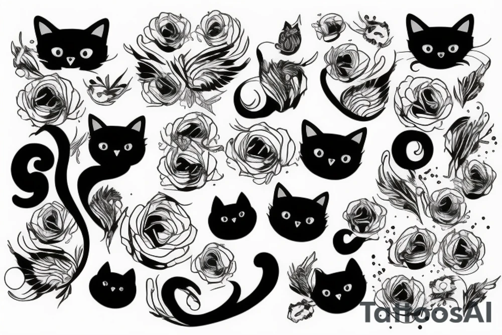 black cat full body tattoo idea
