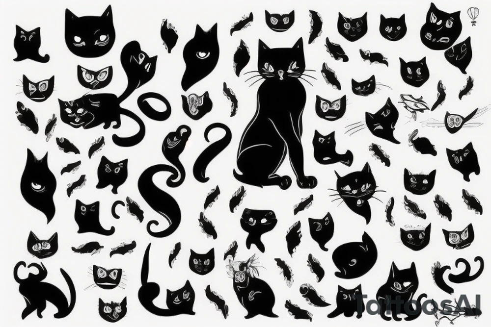 black cat full body tattoo idea