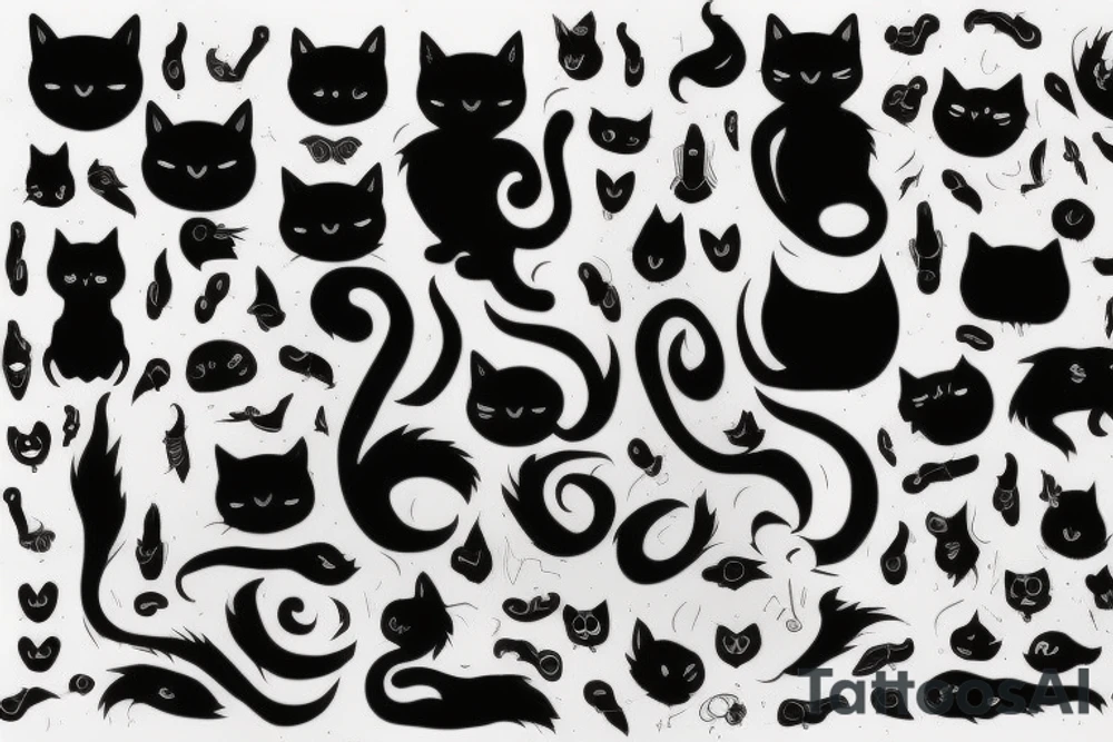 black cat full body tattoo idea