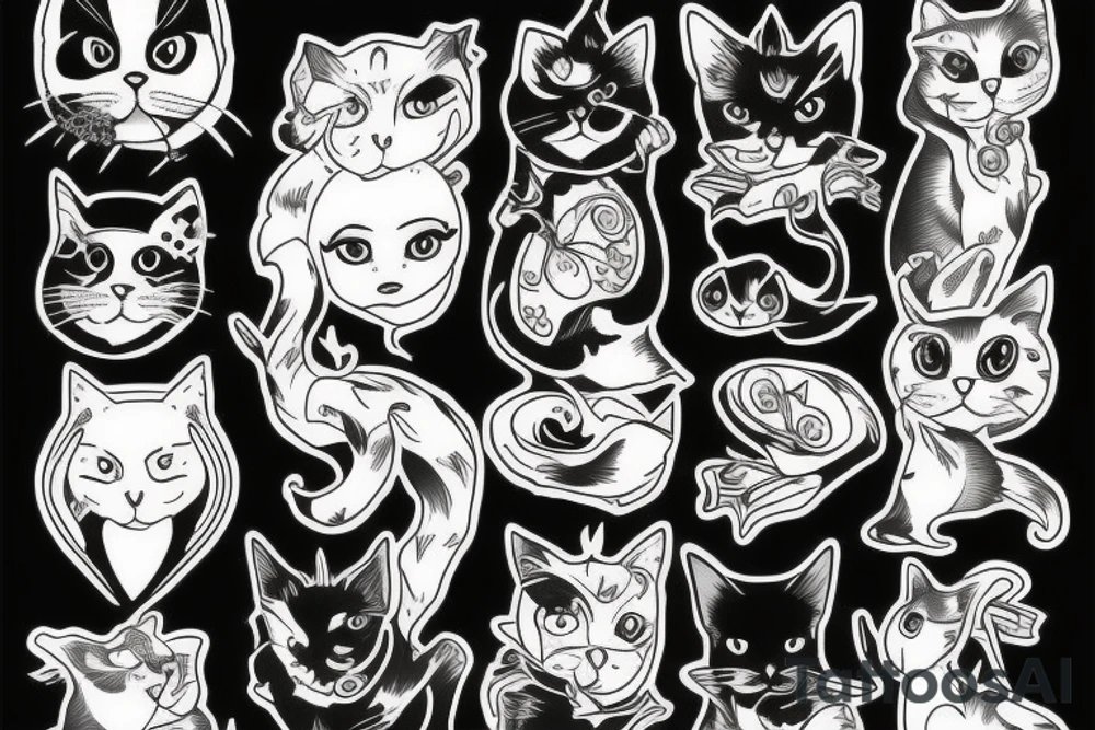 black cat full body tattoo idea