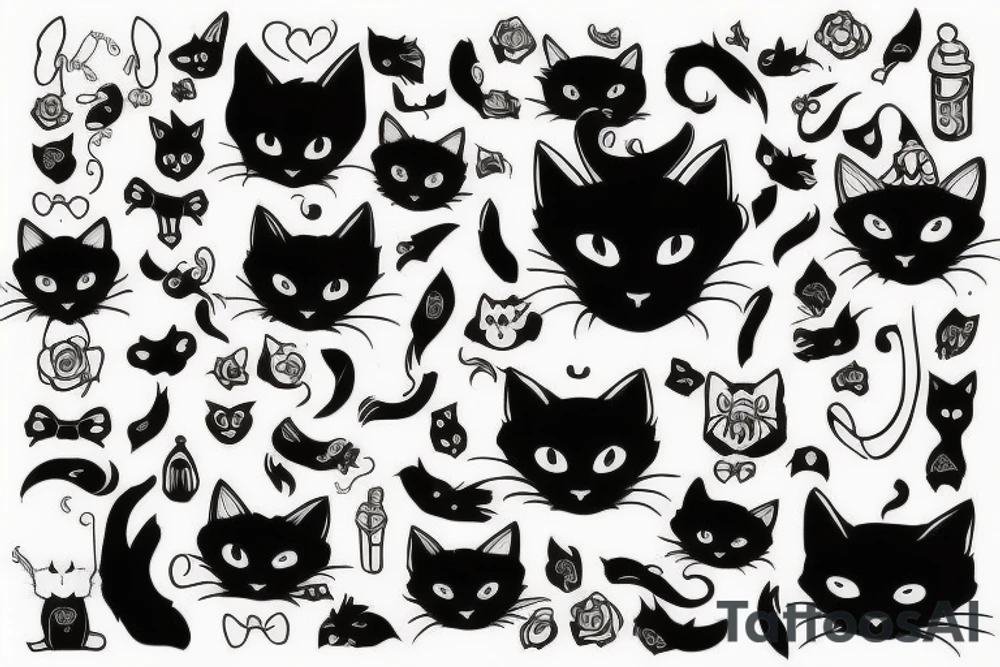 black cat full body tattoo idea
