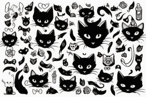 black cat full body tattoo idea