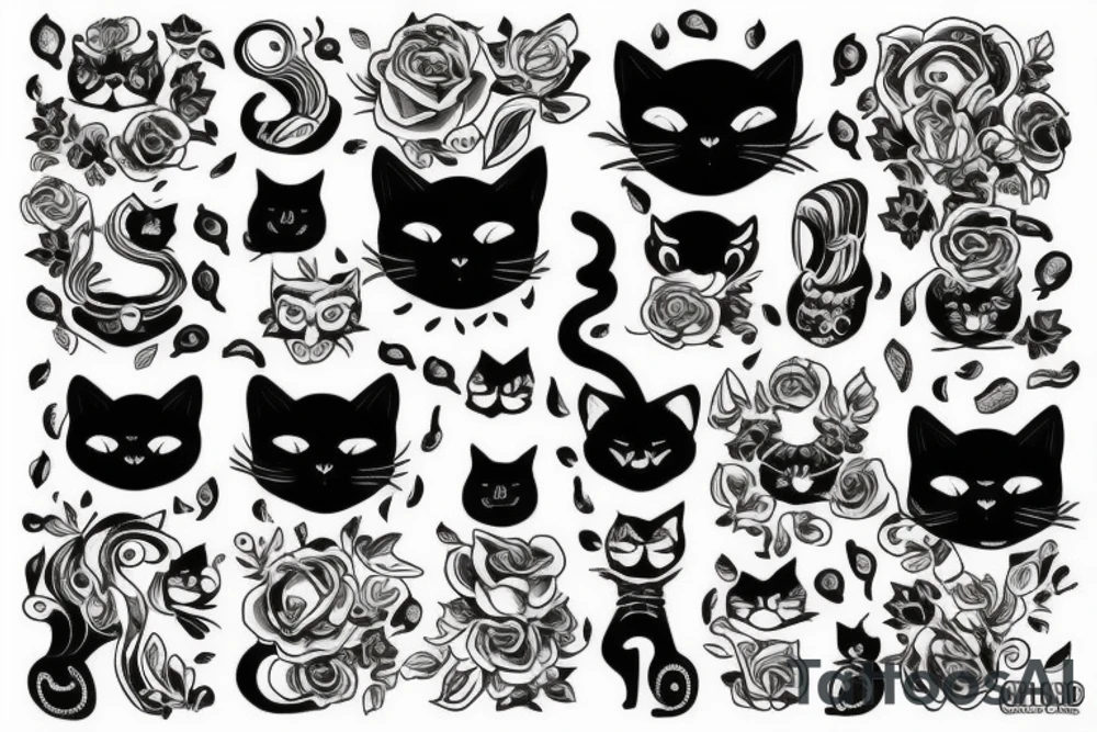 black cat full body tattoo idea