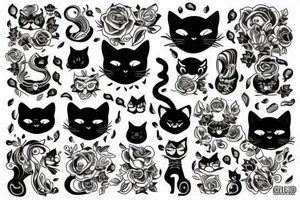black cat full body tattoo idea