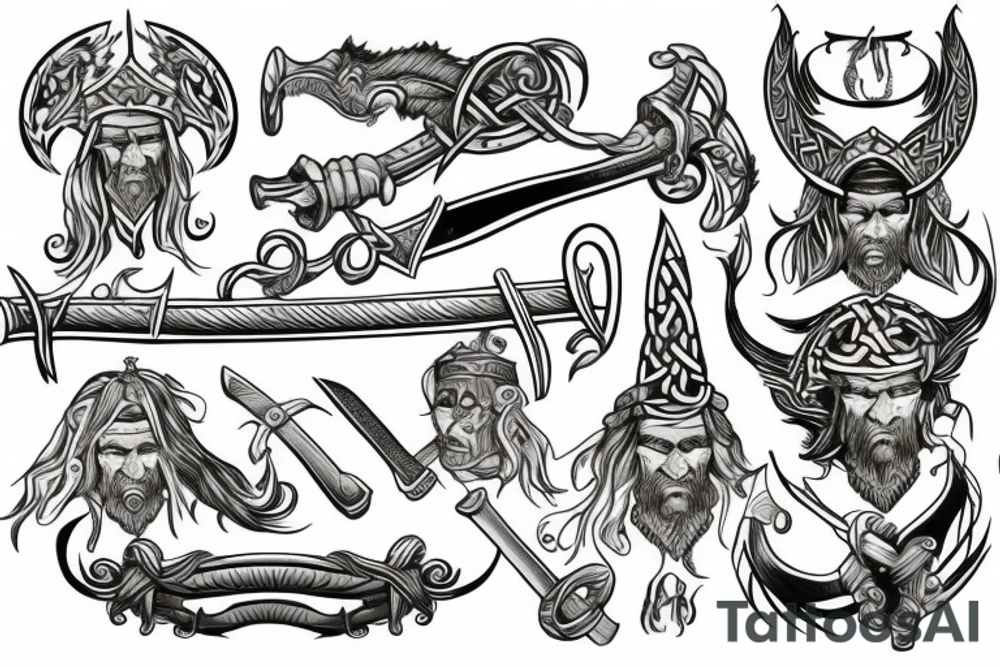 viking with a sword tattoo idea