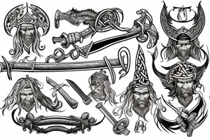 viking with a sword tattoo idea