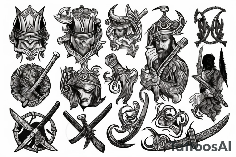viking with a sword tattoo idea