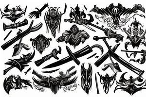 warrior with weapons tattoo idea