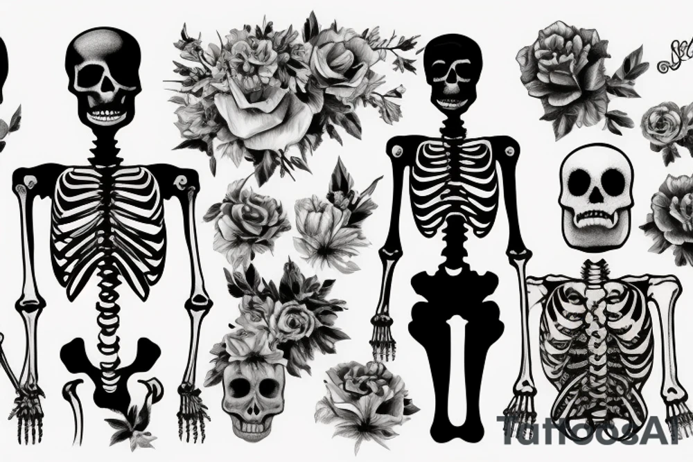 skeleton on the human body tattoo idea