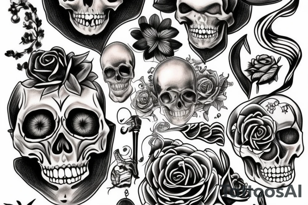 skeleton tattoo sketch tattoo idea