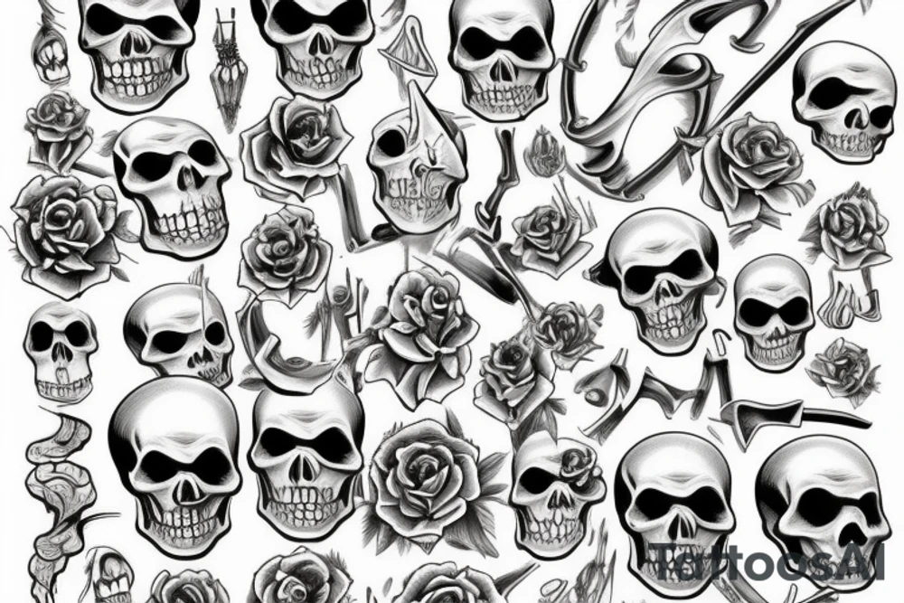 skeleton tattoo sketch tattoo idea