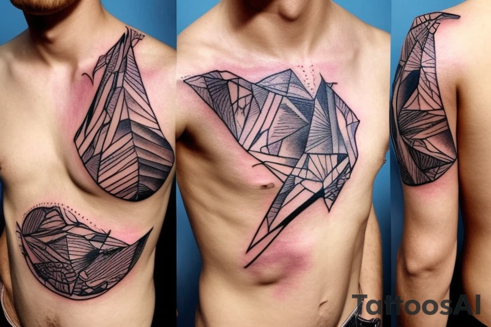 mountains on the chest tattoo idea