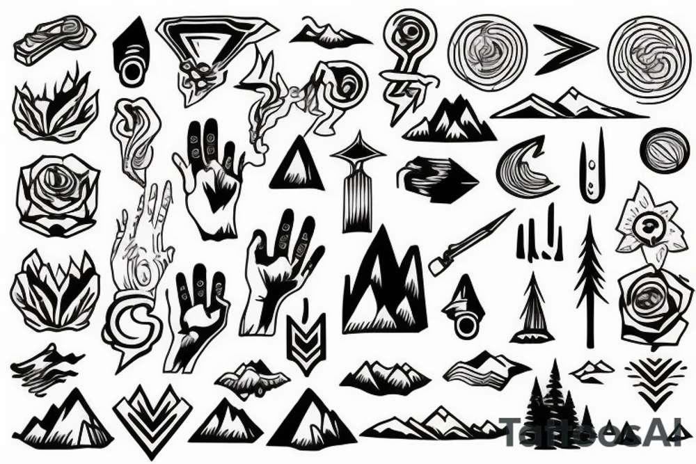 mountains on the hand tattoo idea