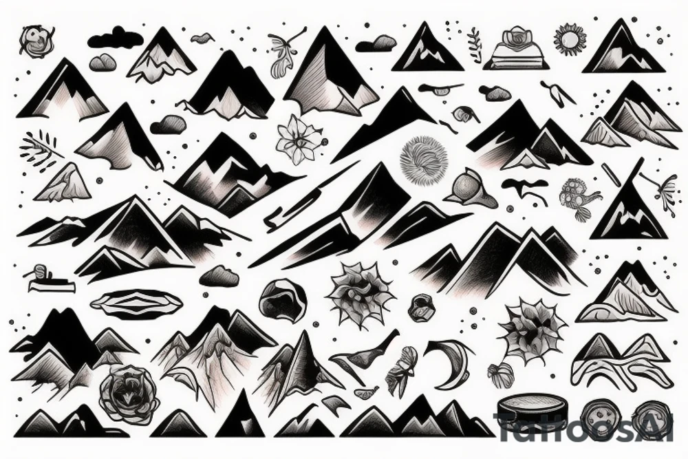 mountains on hand tattoo idea