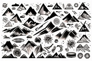 mountains on hand tattoo idea