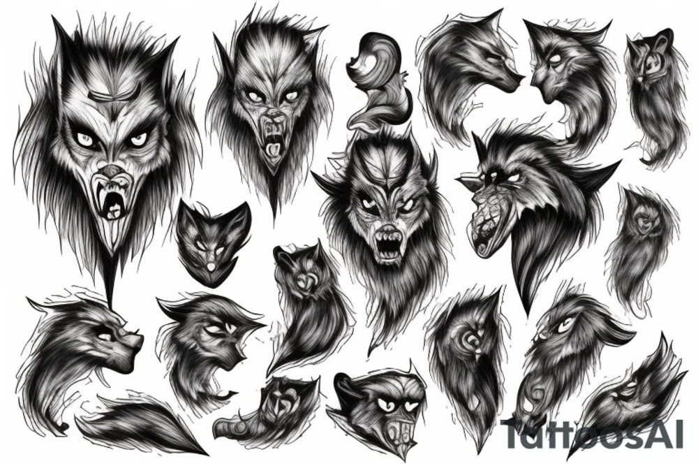 human werewolf on hand tattoo idea