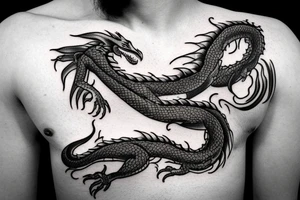 a dragon crawling up an arm with it's tail in the shaped of heart tattoo idea
