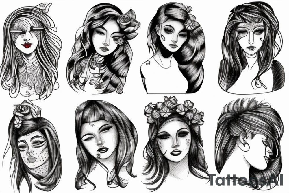 portrait of a girl tattoo idea