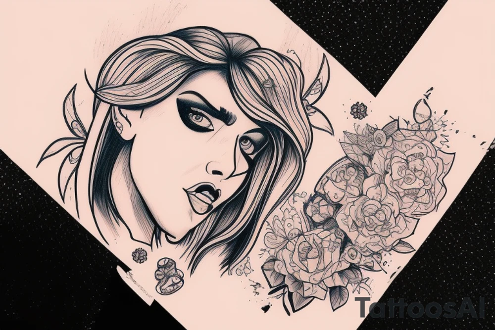 portrait of a girl fullscreen tattoo idea