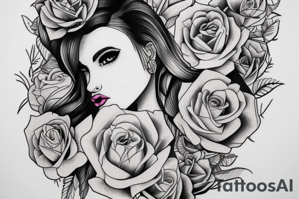 portrait of a girl fullscreen tattoo idea