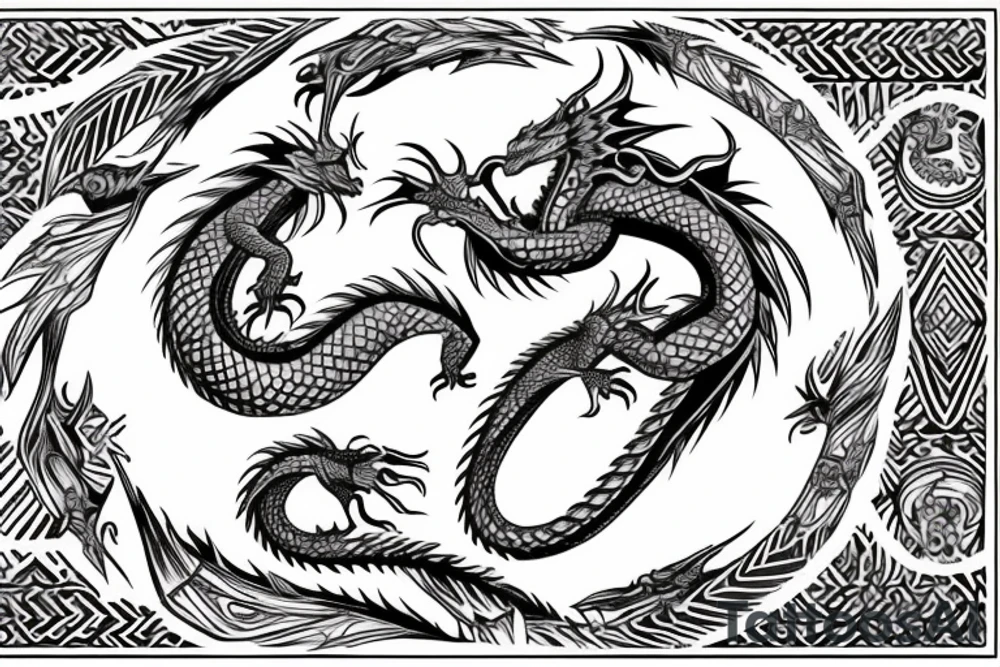a dragon crawling up an arm with it's tail in the shaped of heart tattoo idea