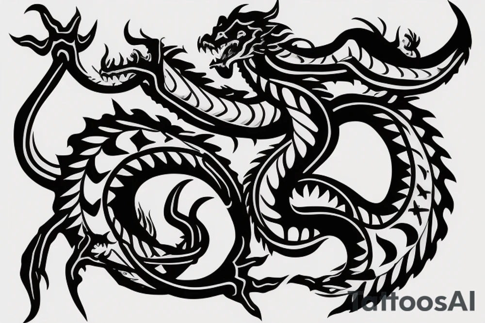a dragon crawling up an arm with it's tail in the shaped of heart tattoo idea