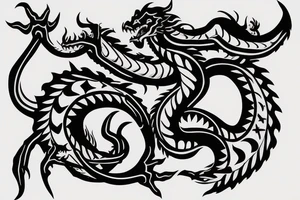 a dragon crawling up an arm with it's tail in the shaped of heart tattoo idea