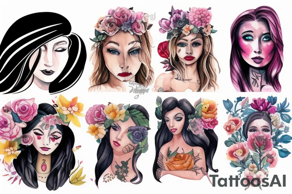 portrait of a girl fullimage tattoo idea