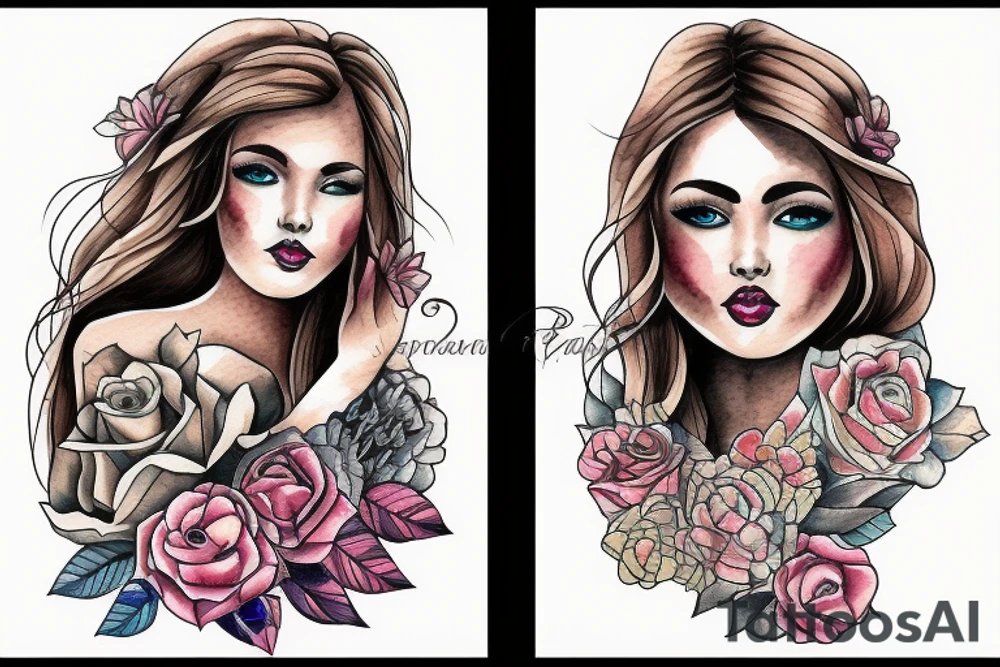 portrait of a girl fullimage tattoo idea