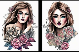portrait of a girl fullimage tattoo idea